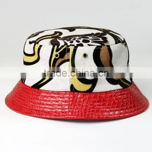 Fashion Ourdoor Sun Hat Bucket Hat With PU Leather Brim thumbnail-2