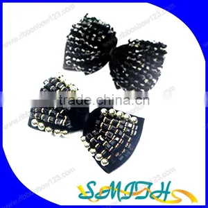 MSD High Quality Black Ribbon Bow Tie With Diamonds for Decoration thumbnail-1