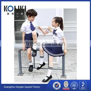 Manufacturers White and Dark Blue School Uniform Design for UK Primarty thumbnail-2
