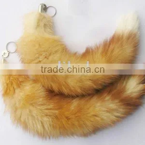 CX-R-03 Natural Colour Fox Tail Custom Metal Keychain thumbnail-1