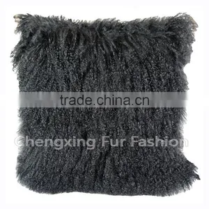 CX-D-04N Wholesale High Quality Best Selling Comfortable Lamb Fur Pillow Genuine Mongolian Sheep Fur Pillows thumbnail-3