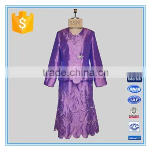 2016 Fashion Style Blouse And Skirt Polyester Shantung Fabric Women Church Suits thumbnail-1