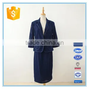 Organic 100% Cotton Eyelet Embroidery Business Suits Lady Church Suits thumbnail-1