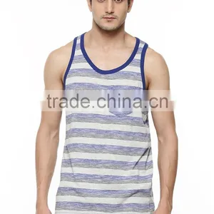 Mens Slub Striped in Bulk Vests With Pocket Wholesale thumbnail-1