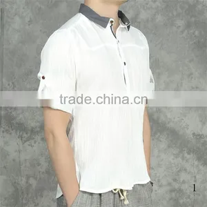 2015 High Quality 100% Cotton Custom Design Contrast Color Men Slim Fit Pilot Shirt thumbnail-1