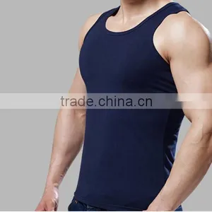 Trade Assurance Custom 100% Cotton Close-fitting Gym Plain Mens Tank Top thumbnail-3