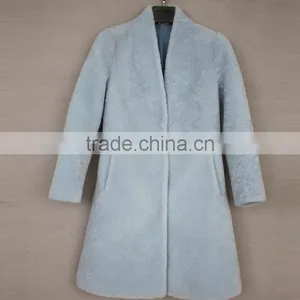 Myfur Light Blue Genuine Sheep Shearing Fur Overcoat Women Winter Coat thumbnail-4