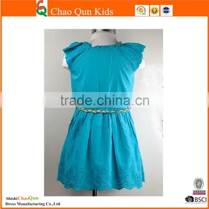 2017 Baby Girl Latest Fashion Hemstich Embroidered Sundresses With Belt for Girls Wholesale thumbnail-3