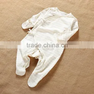 2017 Spring Long Sleeves Baby Infants Romper Stripe Pattern Natural Colored Cotton Bodysuit Jumpsuit Onesie Wear Clothes thumbnail-3