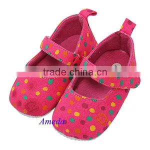 NEW Lovely Baby Girls Colorful Polka Dots Hot Pink Flats Crib Shoes 0-18M thumbnail-1