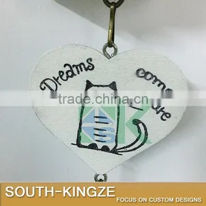 White Wood House Cat Plate Brass Stainless Ringing Bell thumbnail-3