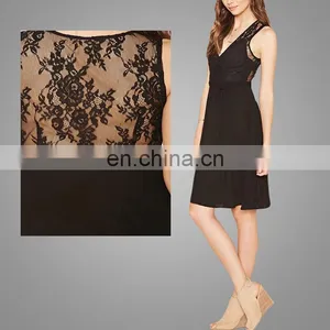 Latest High Quality Black Floral Lace Women V Neck Sleeveless Midi Sexy Lace Prom Dress thumbnail-2