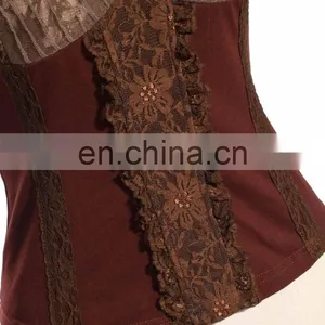 Steam Punk Sleeveless V-cut Lace Top thumbnail-4