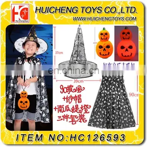 Manufacturers China Wonderful Kids Halloween Costoms With Cloak Hat and Pumpkin Bucket thumbnail-4