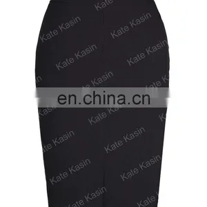 Kate Kasin Occident Women's OL High Stretchy Hips-Wrapped Pencil Skirt 24" KK000275-1 thumbnail-4