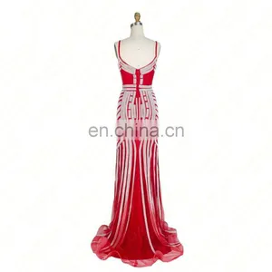Robe De Soiree Evening Dresses Party Gold Color Red Royal Blue Tulle Crystal Occasion Formal Women Prom Dress Long thumbnail-6