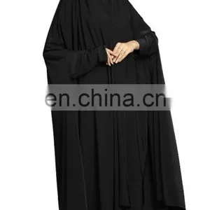 2017 Women's Plain Black Color Arabic Style Chaderi Burkha (Stretchable) thumbnail-4