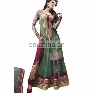 2017 Wedding Occasion Wear Stylish Semi-Stitched Dress Material / Heavy Embroidery Work Georgette Suits (salwar Kameez Suits) thumbnail-1