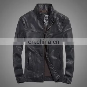 HOT BALCK MEN'S Lamb Skin Leather Classic Jacket Coat thumbnail-1