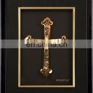High Quality 3D God Photos Wirh Cross Antique Gold Leaf Frame Wall Mirror Wall Decoration thumbnail-1