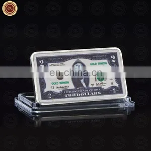 WR Silver Bar Two Dollar Gold Plated Bar Unique Gifts The USA Two Dollar Paper Money Commemorative Fake Bars for Collection thumbnail-3