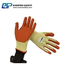 10G 5 Yarn Cotton Liner Latex Crinkle Palm Coated Work Gloves With EN388 3142X thumbnail-5