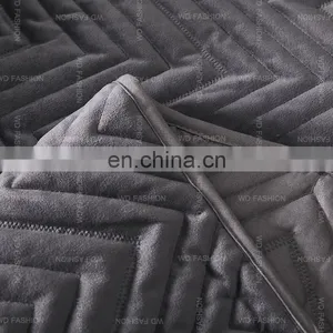Hotel Bedding King Luxury Coverlet Comforter Set Yarn Dyed Grey Euro Sham Velvet Bedding thumbnail-4