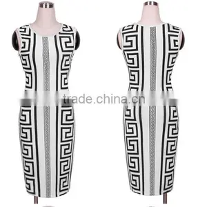 Walson Instyles Retro Round Neck Sleeveless Evening Dress Bodycone Printed Pencil Dress Pin up thumbnail-3