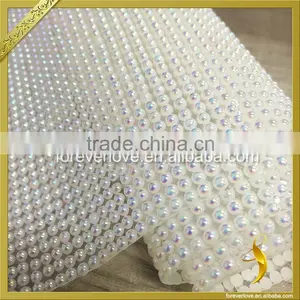 White Beads Crystal Hot Fix Rhinestone Mesh for Straps FRM-239 thumbnail-3