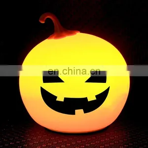 Halloween Lights Baby Night Lights for Kids Pumpkin Lamp Jack-O-Lantern Rechargeable Silicone Pat Light thumbnail-1