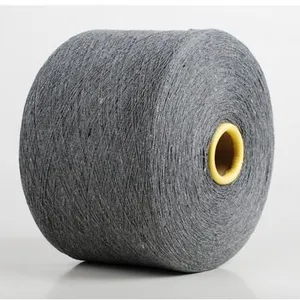 Keshu 70/30 Cotton/polyester Recycle Unwaxed Yarn Grey Color ne 6/1 for Weaving Fabric Knitting thumbnail-1