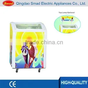 138L Single Temperature Arch Glass Sliding Door Supermarket Showcase Chest Freezer for Ice Cream thumbnail-1