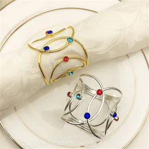 Delicate Aluminum Alloy Napkin Rings in Gold Silver For Fashion Towel Buckle Holder Table Decorations thumbnail-1