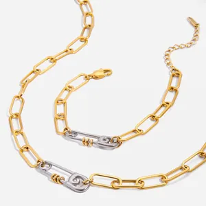 Custom Green Rhinestone Stainless Steel Necklace - 18K Gold Plated Brass Jewelry thumbnail-1