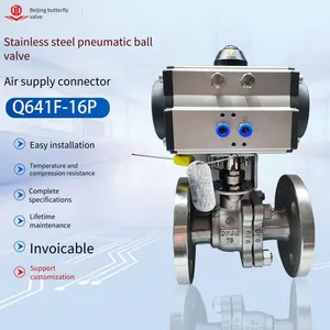 Shanghai Hugong, Liangong Valves, Zhonghe Sufa Q641f-16p Stainless Steel Flange Pneumatic Ball Valve thumbnail-3