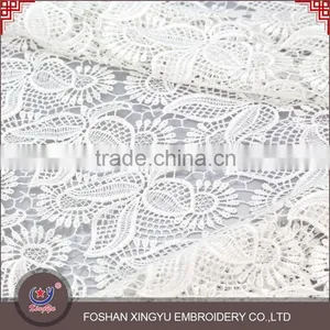 Professional OEM/ODM Manufacture High Quality Mesh 3d Flower Lace Embroidered White Lace Embroidery Fabric thumbnail-2