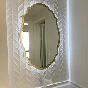 Ornate Gold Framed LED Smart Bathroom Mirror With Anti-Fog Function, Decorative Backlit Wall Mirror thumbnail-1