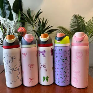 304 Stainless Steel Water Cup Owala Same Insulated Cup Portable Bounce Cup Portable Double Drink Cup Straw Cup thumbnail-1