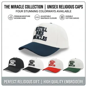 Faith Lifestyle Apparel He Still Does Miracles 3D Puff Embroidery Colorblock Navy White 5 Panel Hat thumbnail-1