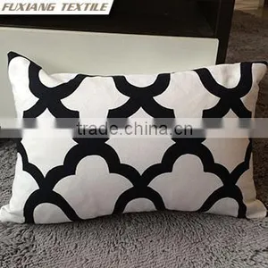 100% Cotton Printed Black and White Brief Style Geometric Cushion thumbnail-1
