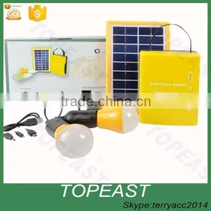 Solar Panel Energy Kit 2x3W LED Bulbs Lighting System for Home and Camping thumbnail-1