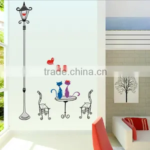 Home Decal Happy Cats in Love Lamp Pole Room Decal Art Wall Stickers Living Room Bedroom Art Picture DIY Mural Decoration thumbnail-4