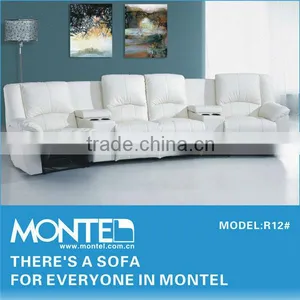 White Leather Two Seater Sofa With Drawer thumbnail-2
