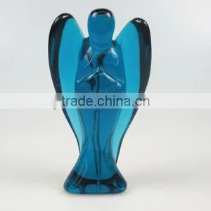 Pretty Blue Glass Carved Angel for Art & Collectible thumbnail-1