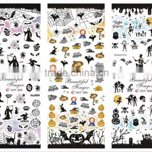 Halloween Nail Art Water Transfer Flower Bow Design Nail Sticker Decals DIY Foils thumbnail-1
