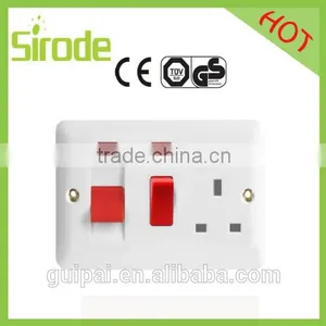 UK BS Standard Bakelite Materials 13a Single Pole Switched Socket Double With Neon thumbnail-4