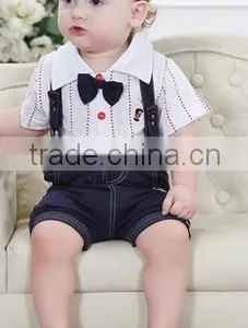 New Kids Summer Clothes Boy Girl Baby Baby Bib Shorts T-shirt Gentleman Two Piece thumbnail-3