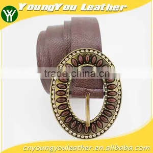 2015 Vintage Style Women's Fashion PU Brand Belt With Rhinestone Circle Shape Buckle thumbnail-1