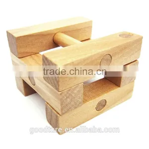 2015 Hot Sale Wooden IQ Intelligent Puzzle Magic Puzzle Kongming Lock Brain Teaser Model Number GAD1130 thumbnail-4