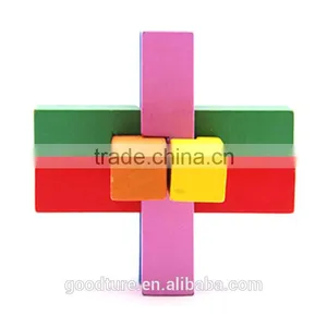 2015 Hot Sale Wooden IQ Intelligent Puzzle Kongming Lock Brain Teaser Six Port thumbnail-2